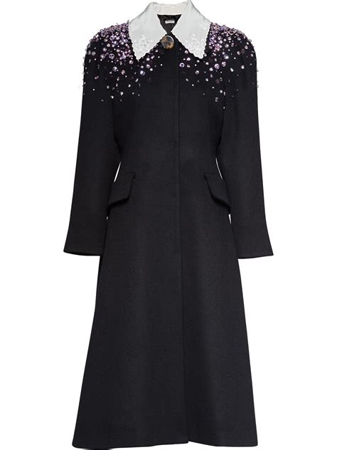 miu miu embellished a-line coat|Luxury Women's Coats and Jackets .